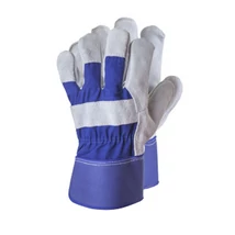Bőrkesztyű, 3143, erős marhahasíték, szürke, kék vászon, 10 Bőrkesztyű, 3143, erős marhahasíték, szürke, kék vászon, 10