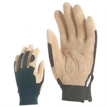 Bőrkesztyű, 910, natúr sertés, velúr, fekete poliészter, tépőzár, 10