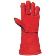 Hegesztőkesztyű, marhahasíték, piros, belső pamutbéléssel, 10