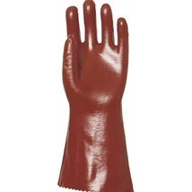 Védőkesztyű, 3640, PVC, mártott, sav-, lúg-, olajálló, 40 cm, bordó, 10