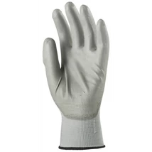 Védőkesztyű, poliészter, precíziós, szürke, PU mártott tenyérrel, 11 (10pár/csomag)