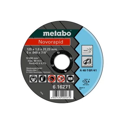 Darabolókorong, METABO, inox, 125 x 1,0 x 22,2 mm