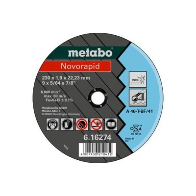 Darabolókorong, METABO, inox, 230 x 1,9 x 22,2 mm