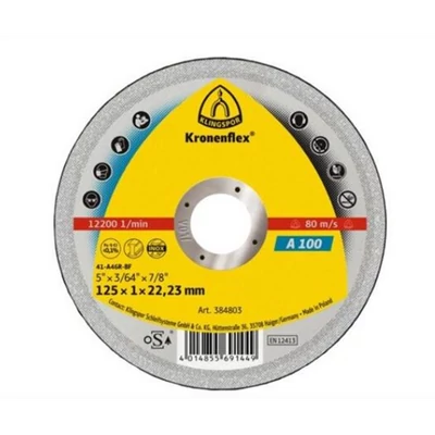 Darabolókorong, KLINGSPOR, A 100, inox, 125 x 1,0 x 22,2 mm Darabolókorong, KLINGSPOR, A 100, inox, 125 x 1,0 x 22,2 mm