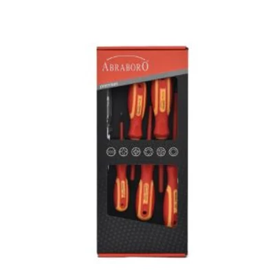Csavarhúzókészlet, ABRABORO, szigetelt, 6 részes