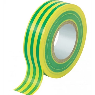 Szigetelőszalag, FTM, sárga-zöld, 19 mm/20 m
