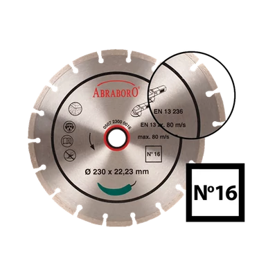 Vágótárcsa, ABRABORO, Univerzális, No. 16, gyémánt, 230 x 22,2 mm