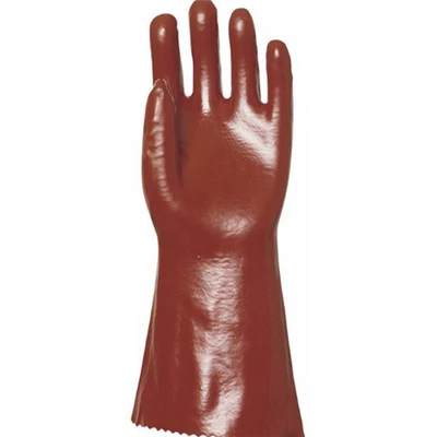 Védőkesztyű, 3640, PVC, mártott, sav-, lúg-, olajálló, 40 cm, bordó, 10